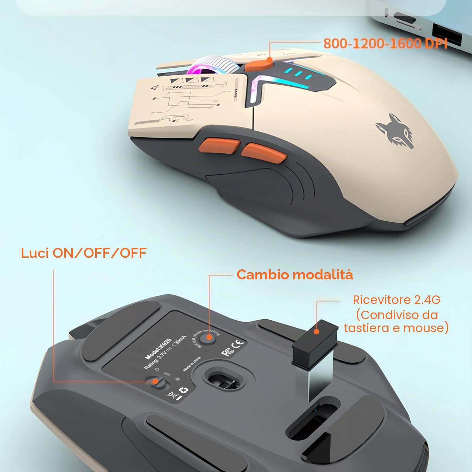 Tastiera e Mouse Wireless Combo con Controllo Volume Doppia Modalità 80 Tasti Schermo Display Colore Luce Ricaricabile Mouse DPI Regolabile per Gaming Computer PC