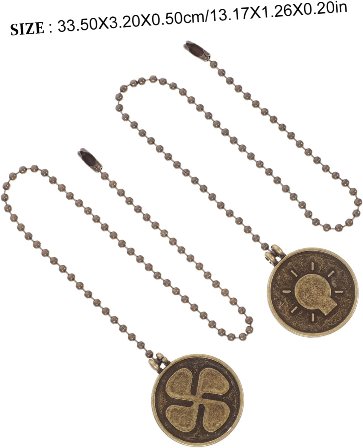 2Pcs Bronze Ceiling Fan Pull Chain Extension with Decorative Pendant for Stylish Hanging Light Pull Cord Accessory