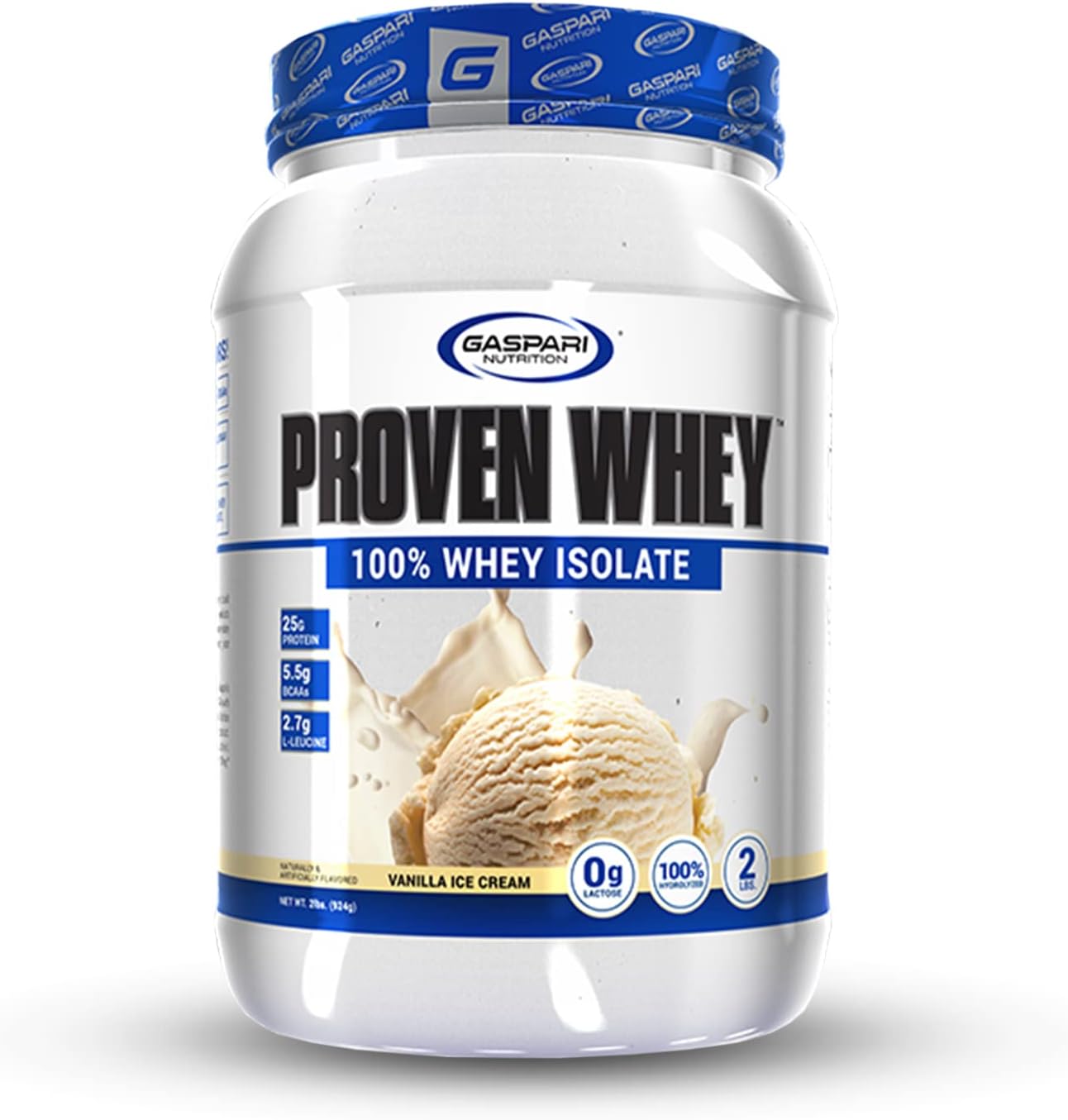 Gaspari Nutrition Proven Whey, 100% Hydrolyzed Whey Isolate, High Protein, Lactose Free, Low Carbohydrate and Low Sugar (2lb, Neapolitan Ice Cream)