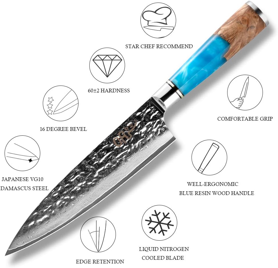 Bеѕt Dеаl Chеар 🛒 NC Chef Knife, Yi 8 Damascus Kitchen Knife High Carbon Stainless Steel Professional Chef Knives Damascus Cleaver Knife Vegetable knife with Ergonomic Handle and Damascus Hammered Pattern