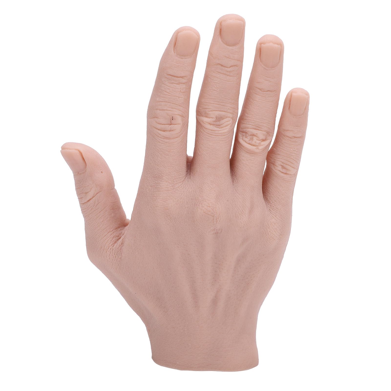 Fockety Mano Masculina de Silicona Realista, Modelo de Mano Masculina de Mano Izquierda o Derecha de 7,1 X 4,3 Pulgadas, Mano de maniquí de Uñas Acrílicas Flexible y Reutilizable, Mano