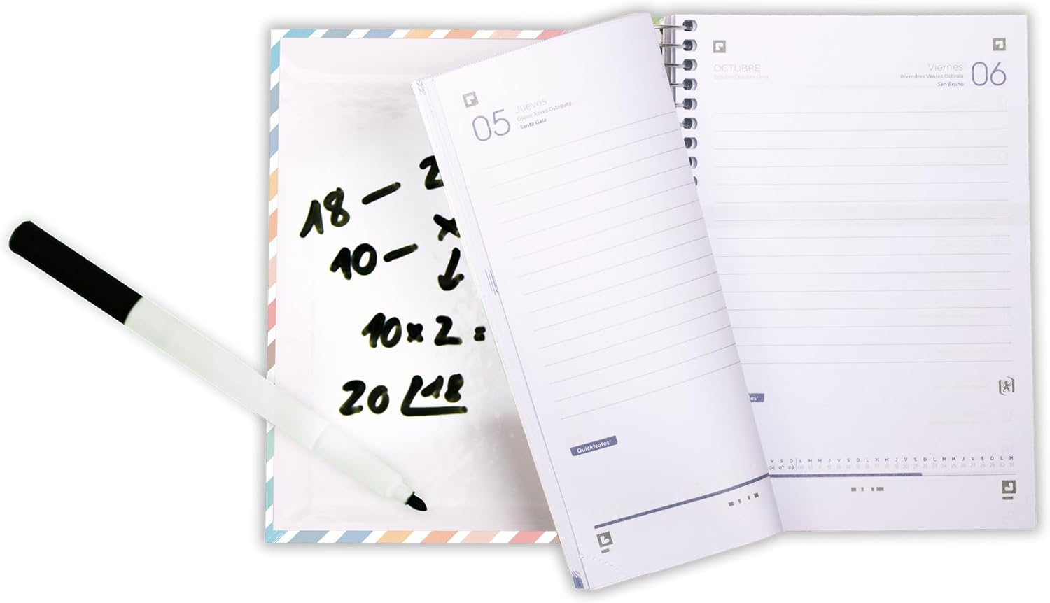 Oxford Colorblock 2024 2025 Day Per Page Diary, Extra Cover, 12 x 18 cm, Spanish, Colour Vibes Only Model