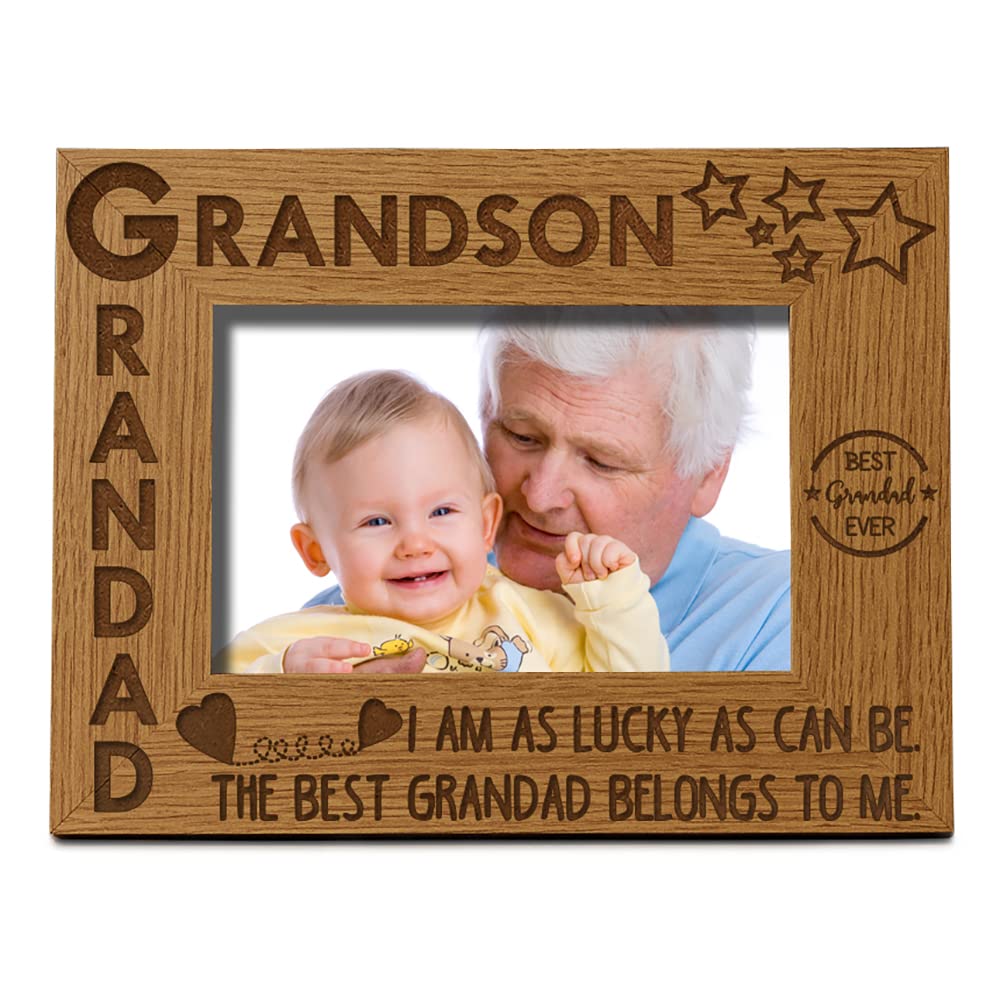 Ukgiftstoreonline Brown Grandad And Grandson Wooden Photo Frame Gift Fw456 (5 X 7 Inch)
