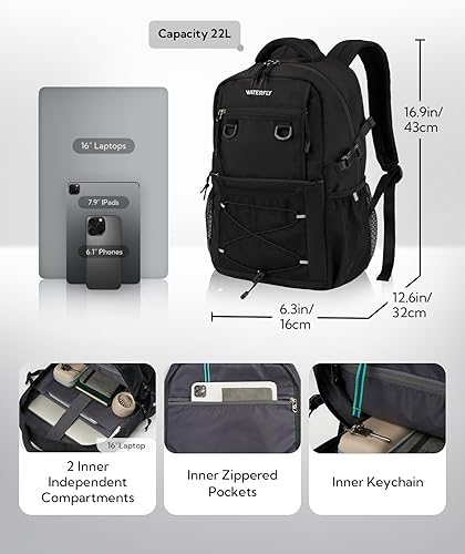 Miniatura 3 de WATERFLY Mochila informal de viaje, senderismo, 22L, ligera, para uso diario, al aire libre, ciudad, universidad, para mujeres y hombres