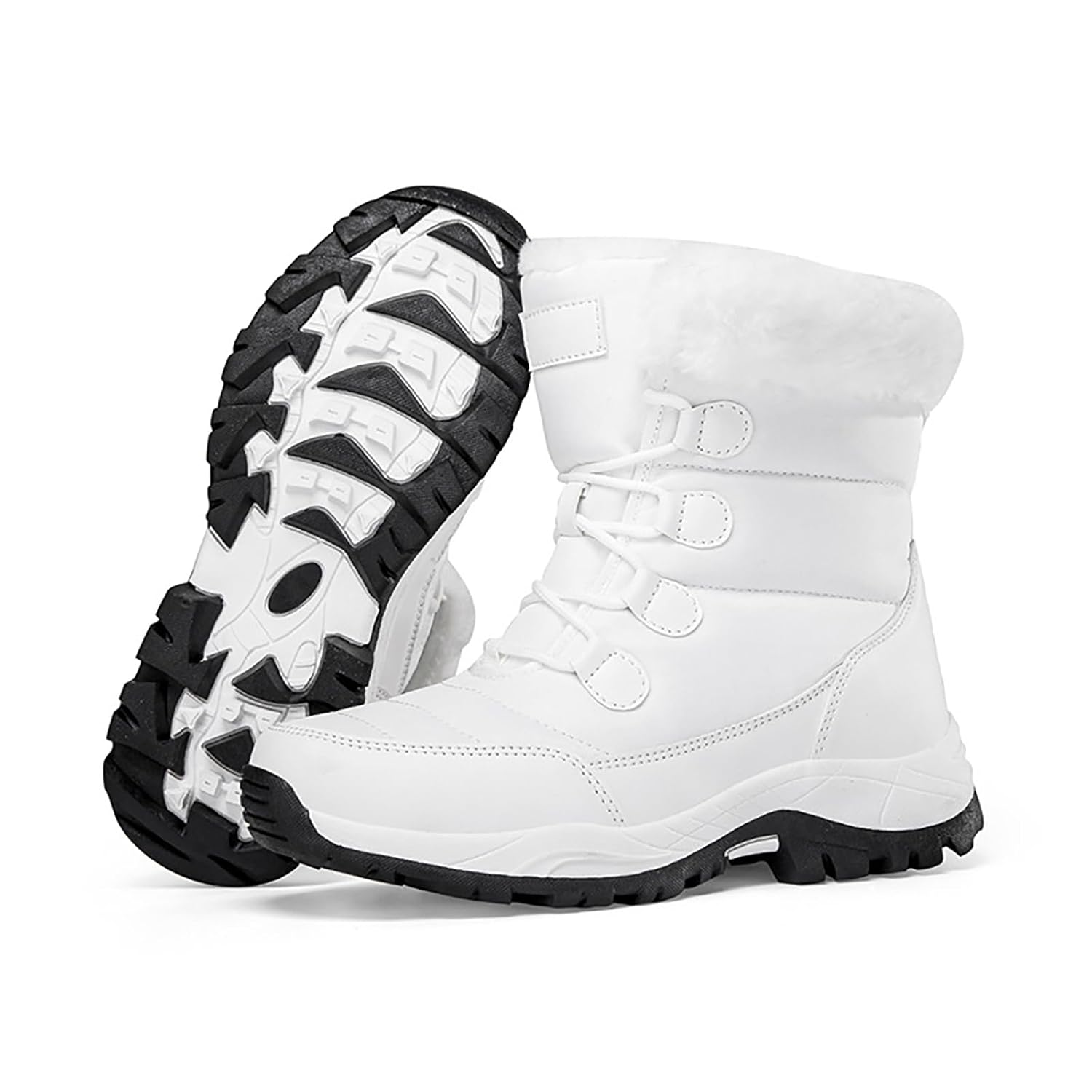 Botas femininas de neve de inverno com plataforma à prova d’água, confortáveis, quentes, totalmente forradas, leves, antiderrapantes, para uso ao ar livre, com cadarço até a…