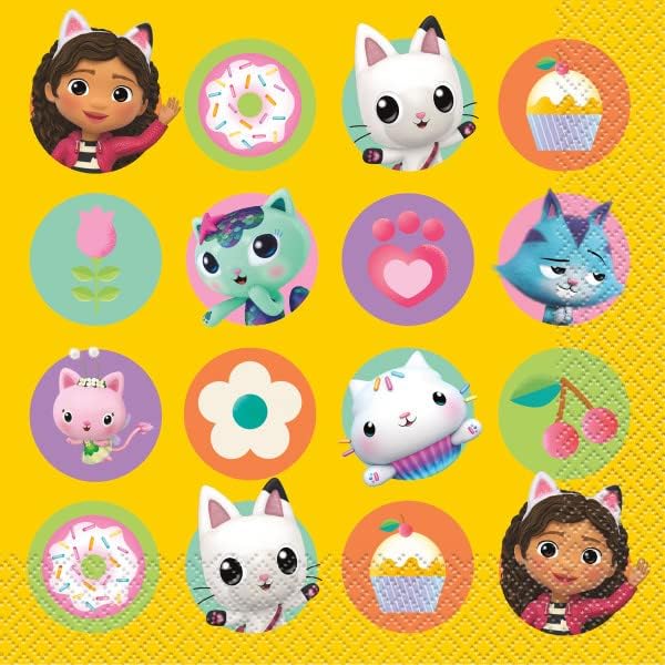 Miniatura 4 de Unique Gabbys - Paquete de suministros para fiesta de cumpleaños de casa de muñecas que incluye 16 platos de postre para tartas, 16 platos de