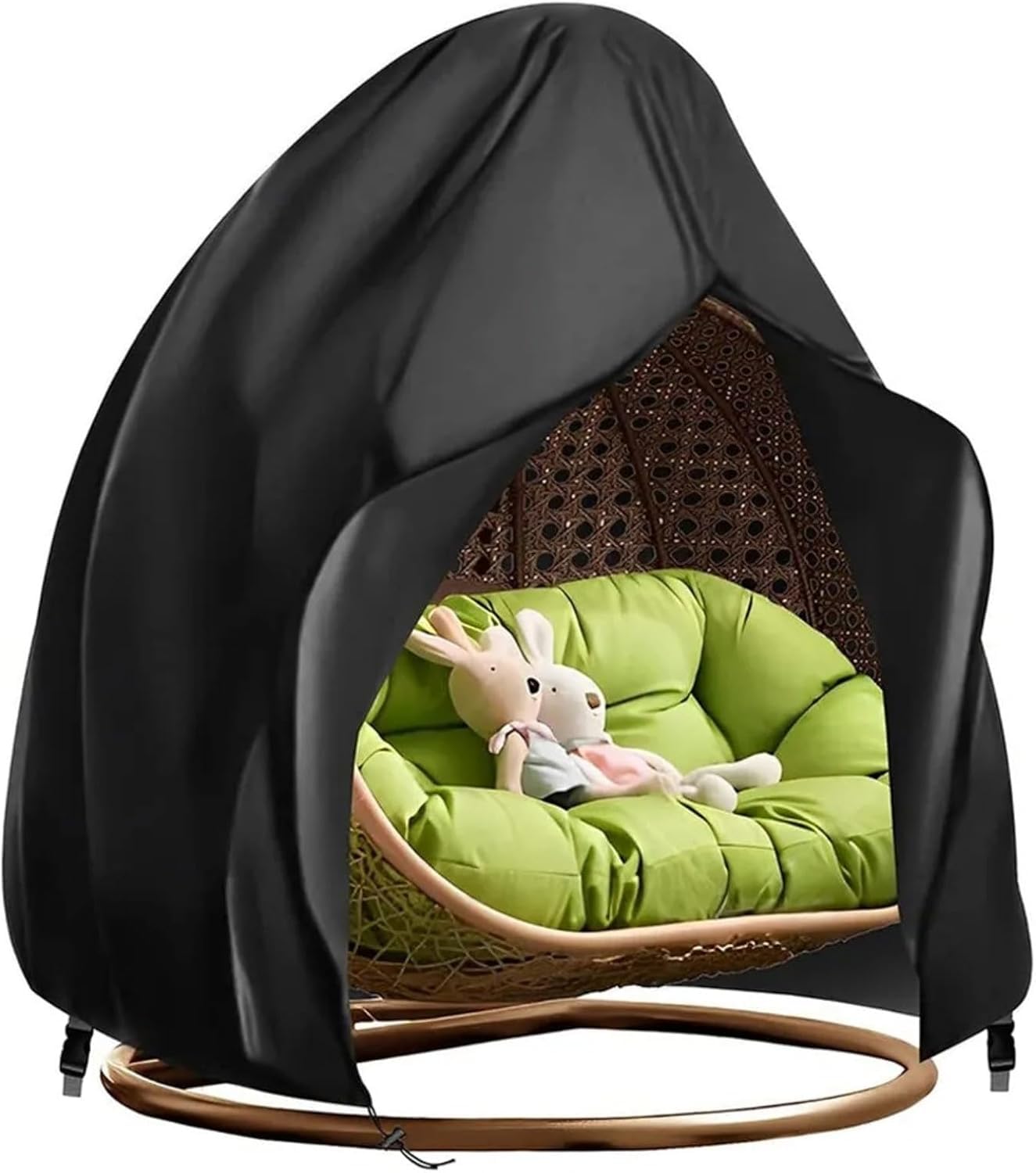 YUETTYY Hanging Egg Chair 420D Oxford Full Coverage Waterproof Cover - 230 x 200 cm for Outdoor Furniture (Black)