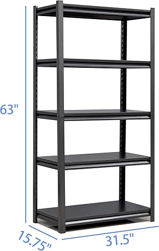 Miniatura 3 de Estantería de metal ajustable de 5 niveles, estantes de almacenamiento resistentes, organizador comercial para garaje, sótano, cocina, despensa,