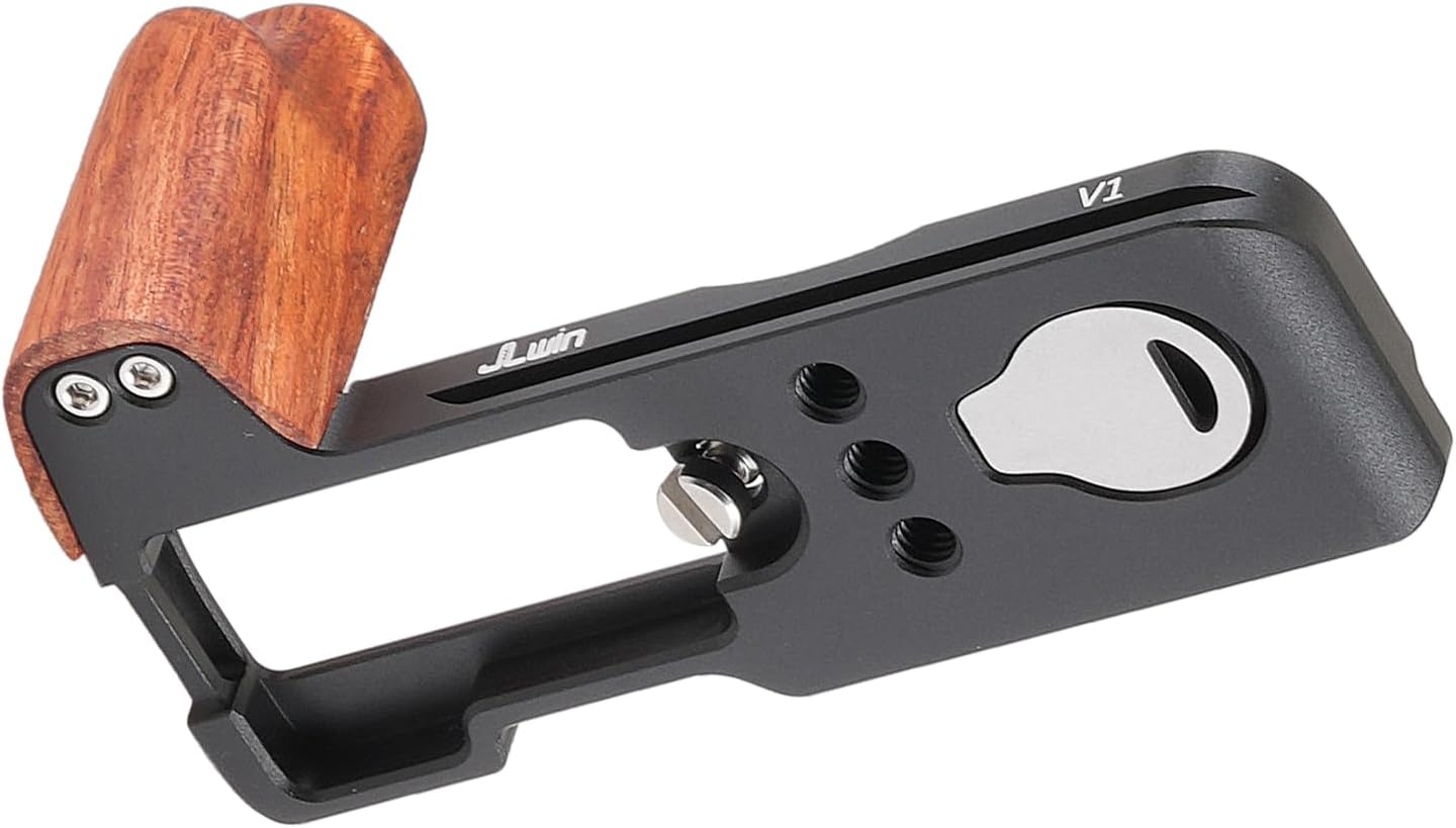 V1 L-Shape Wooden Side Grip for Canon PowerShot V1 Camera, with Arca-Swiss Quick Release Aluminium Baseplate, Tripod & Gimbal Compatible (Black)
