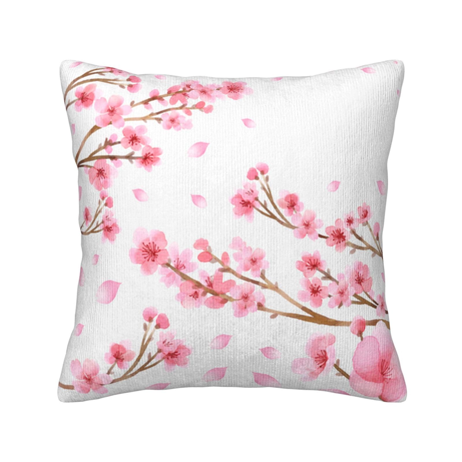 Taies d'oreiller en velours côtelé fleurs de prunier 50x50 cm pour salon