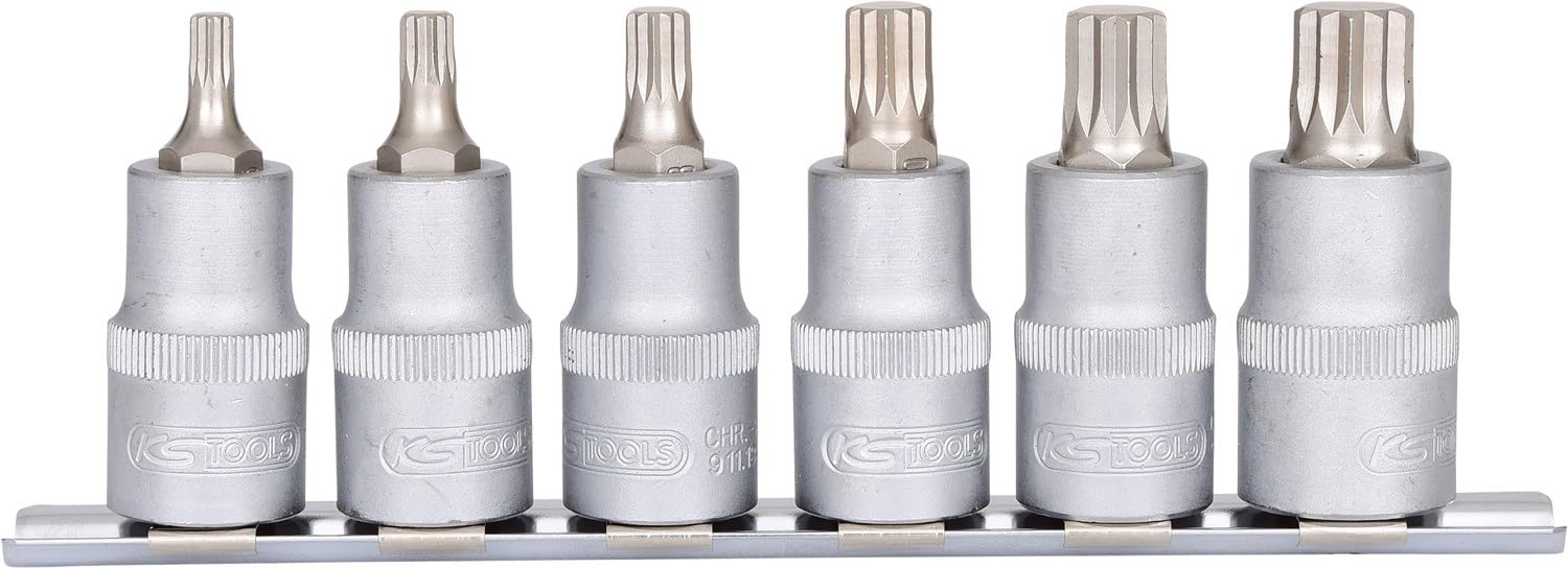 KS Tools 911.1349 Jeu de douilles tournevis 1/2" 55 mm | Jeu de douilles tournevis 1/2'', XZN, 6 pcs., M5-M14, chrome vanadium, vissage précis