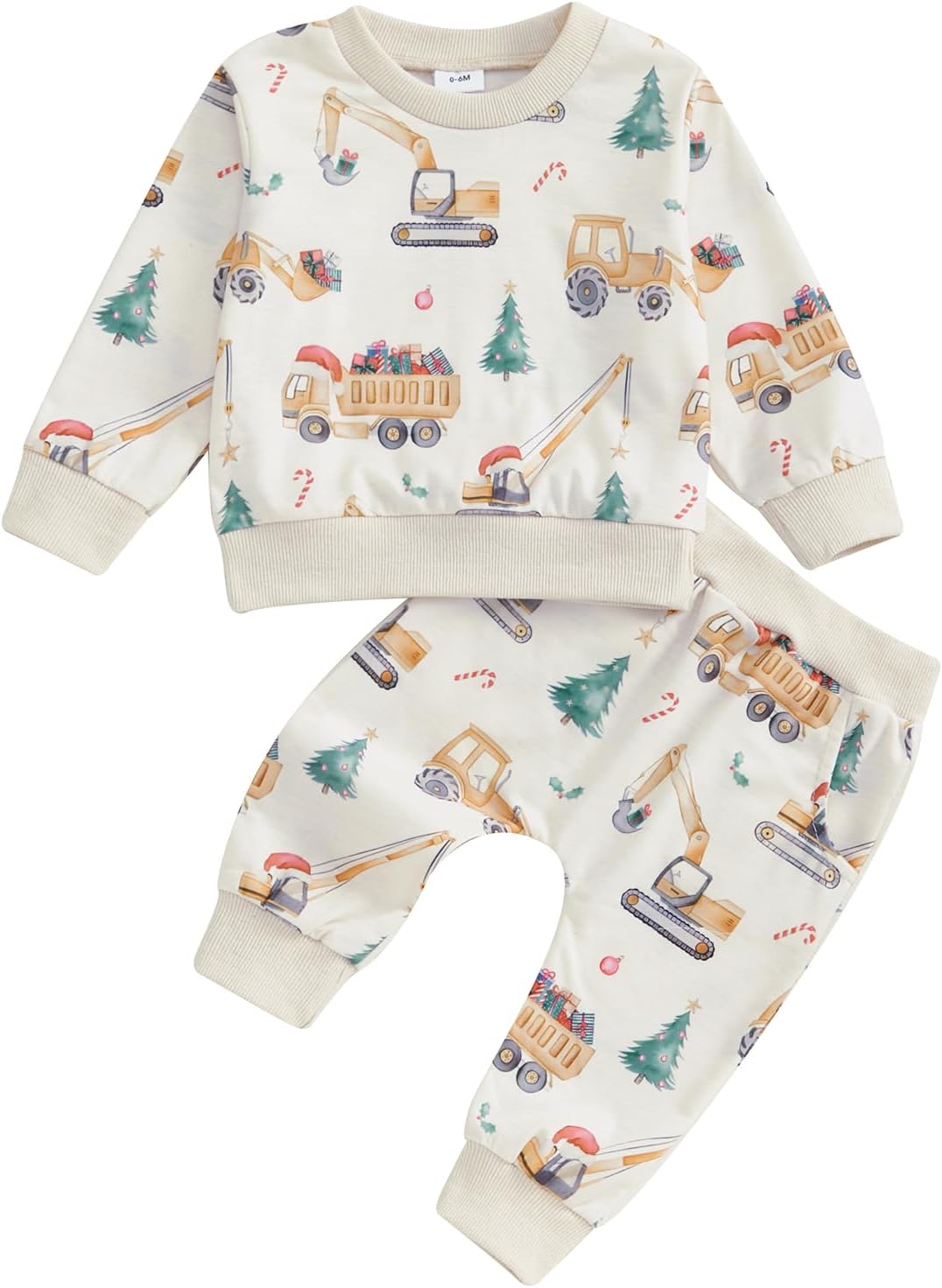 Toddler Boy Christmas 2 Piece Outfits Long Sleeve Crew Neck Embroidery Sweatshirts and Pants Fall Set