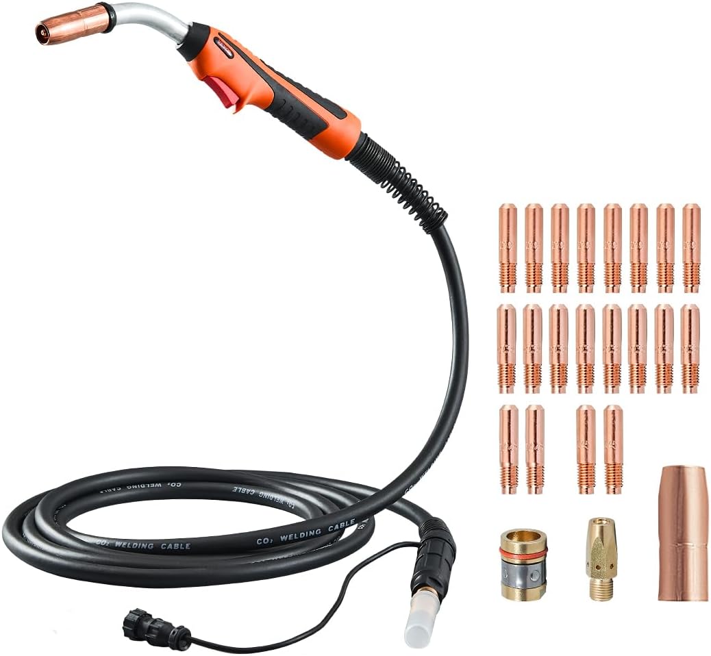 VEVOR 250Amp Mig Welding Gun with 15FT Cable, Compatible with Millermatic 200, 210, 212, 250, 250X, 251, 252 Welders, Suitable for 0.030", 0.035" and 0.045" Welding Wires