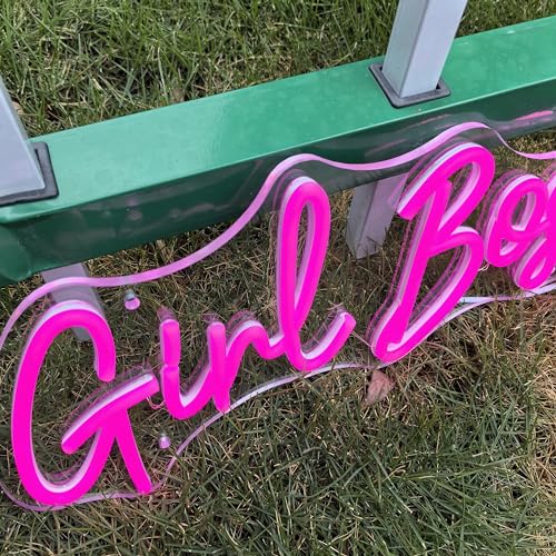 Image of Girl Boss Neon Sign For Baby Birthday Decorations, Pink USB Led Light Up Signs for Girls Bedroom, Girl Boss Office Decor, Neon Wall Art Gift For Boss (15.7x7in)