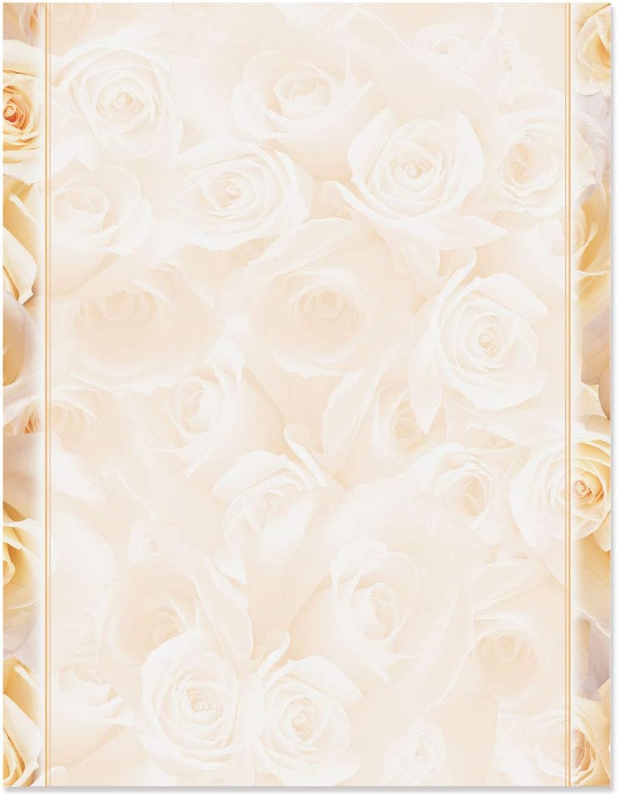 PaperDirect Vintage Cream Rose Elegance Engagement, Graduation, Valentine, Invite, Stationery, Border Paper, Letterhead 8.5 x 11, 100 sheets, Elegant Premium Writing Paper, Decorative Printer Paper