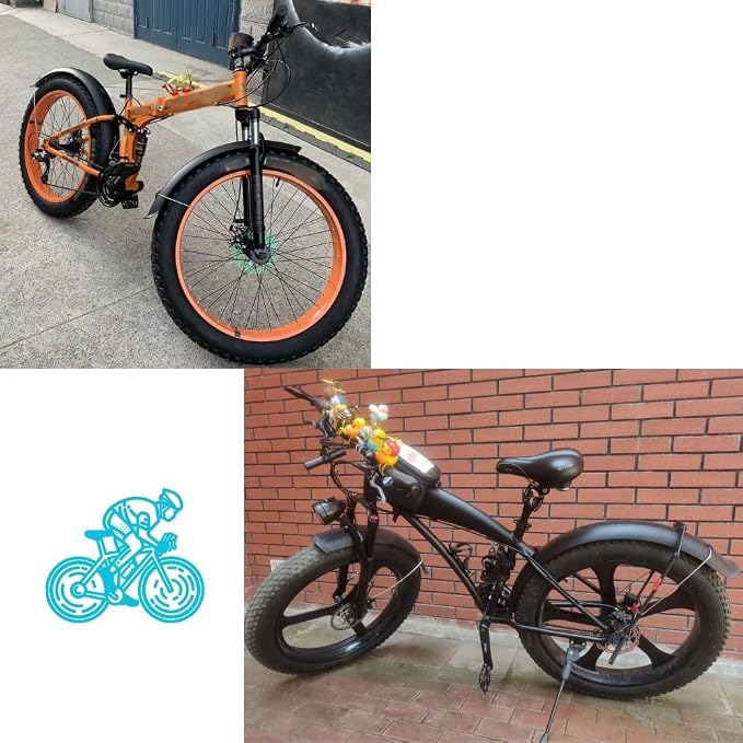 Guardabarros para Bicicleta Fat Bike Delantero y Trasero Negro miniatura 3