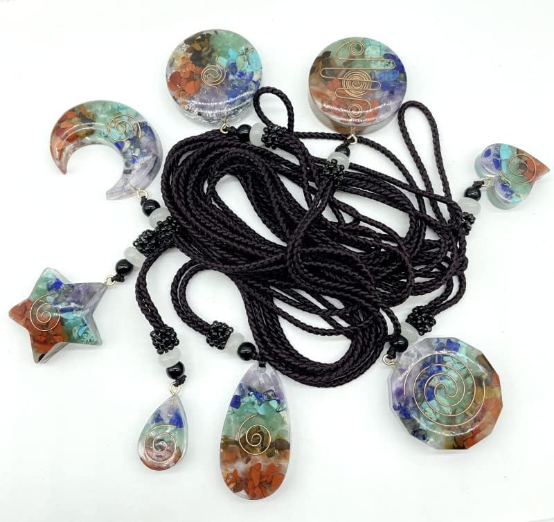 Miniatura 4 de flarita - Collar curativo con forma de corazón de resina de 7 chakras, piedra natural, cristal de cuarzo retro, lapislázuli, 7 chakras, amuleto de