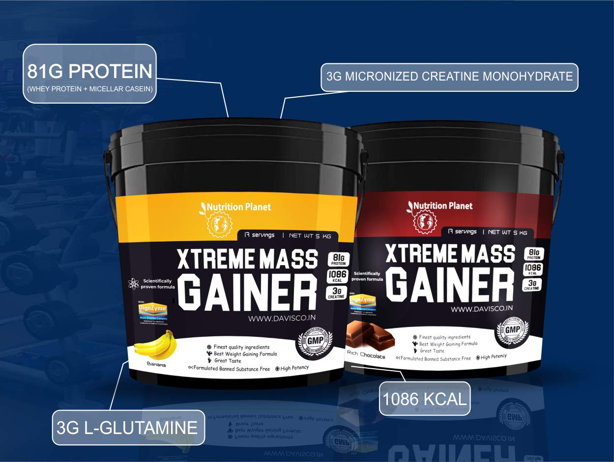 Nutrition Planet Xtreme Mass Gainer With Added DigeZyme®, 5Kg, Banana 4