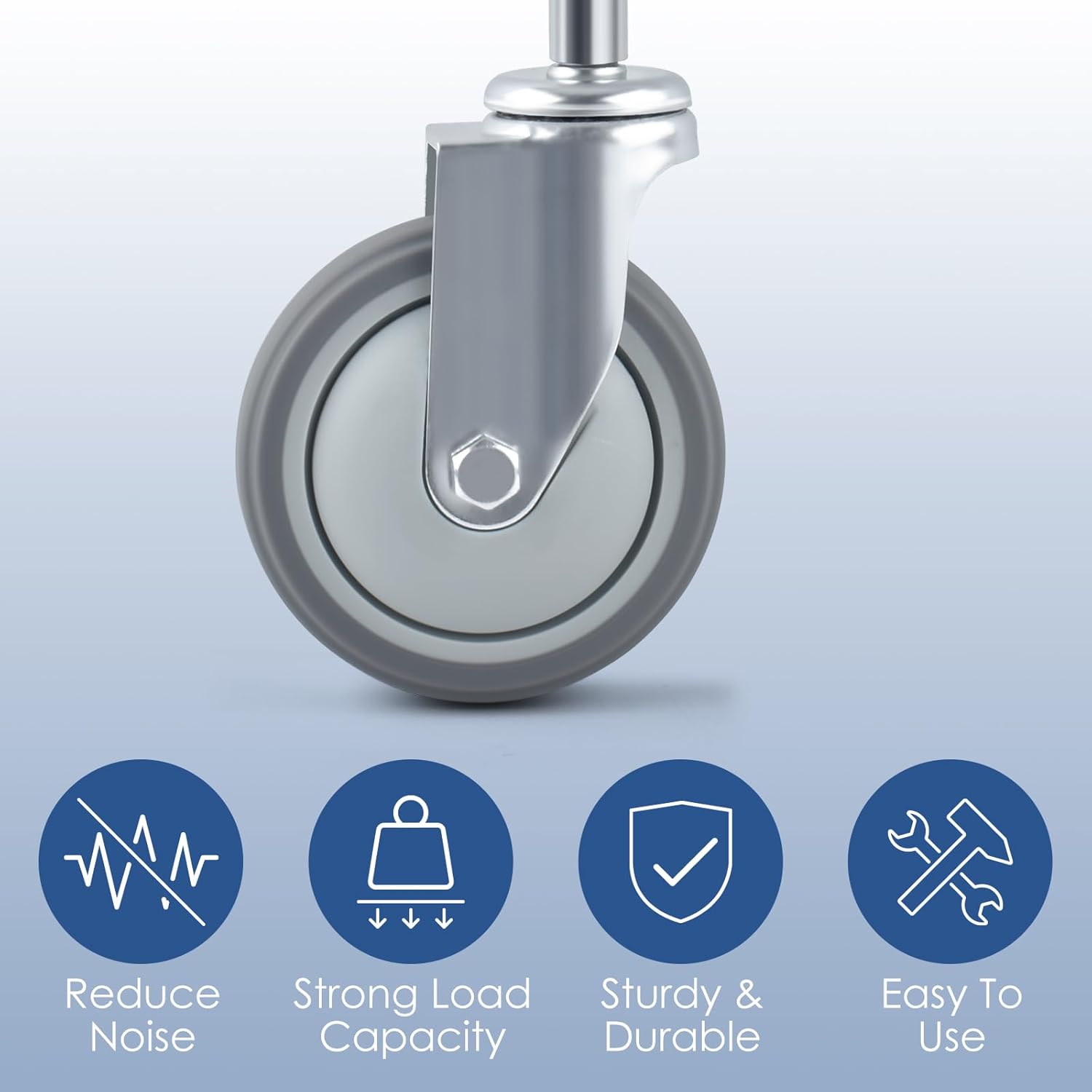 ERKOON 2 Pack Heavy Duty Spring-Loaded Gate Casters, 4 inch Sliding Wheels for Wooden & Metal Gates, 250-500lbs Load Capacity (2PCS) - Image 3