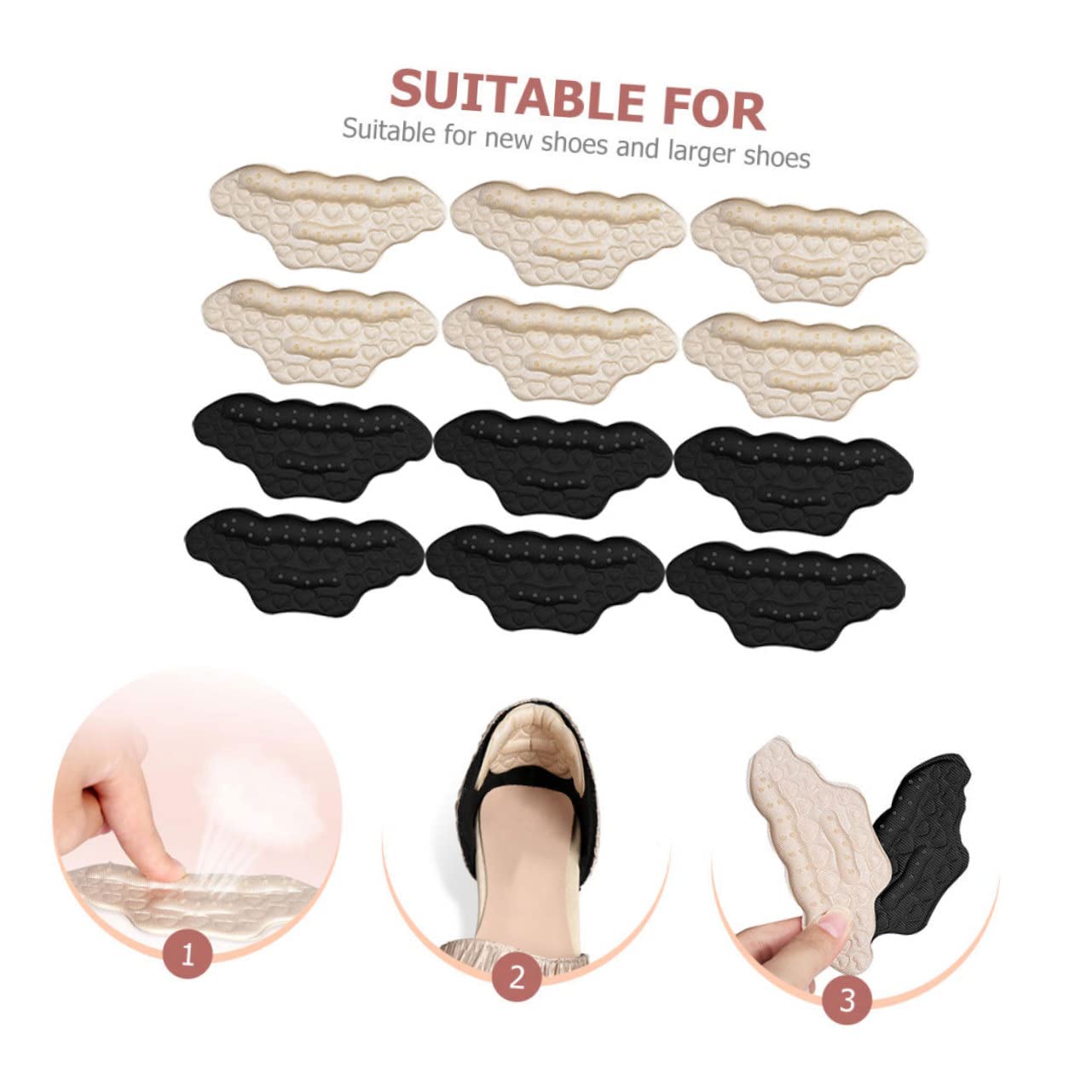 Mobestech 24paare Pärchen Selbstklebende Fersenpolster Für Schuhe Unsichtbare Fersenschutz-pads Zur Vermeidung Von Fußschmerzen Und Blasen Für Hohe Absätze Und Sport-schuhe Schwarz Und