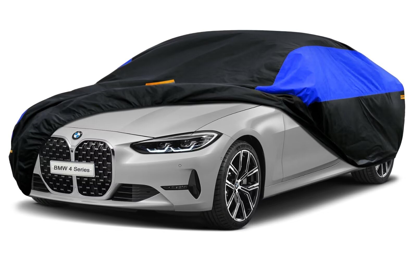 GUNHYI Autoabdeckung Wasserdicht Atmungsaktiv, Abdeckplane für BMW 4 Series（2013-2024），Schwarz BlauVollgarage Autoplane für Regen Sonne Staub Schutz und Baumwollfutter.