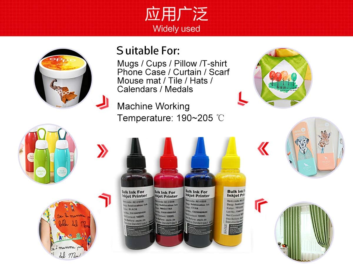 6X100ml Botttle Sublimation Ink Works with Stylus Photo 1400 PX700W PX800FW P50 PX830FWD Artisan 1430 600 700 800 710 810 837 Printers