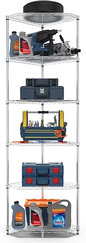 Miniatura 8 de Estantería de alambre esquinero NSF de 6 niveles, 20 x 20 x 72 pulgadas, 600 libras, estante de almacenamiento de metal ajustable resistente con
