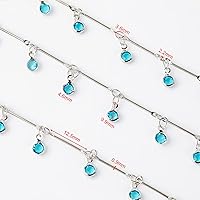 Vista 3 de YOUBEIYEE Cadenas de cuentas de cristal azul para hacer joyas, collar de plata de cristal colgante, cadenas para el tobillo, cadenas de bricolaje a