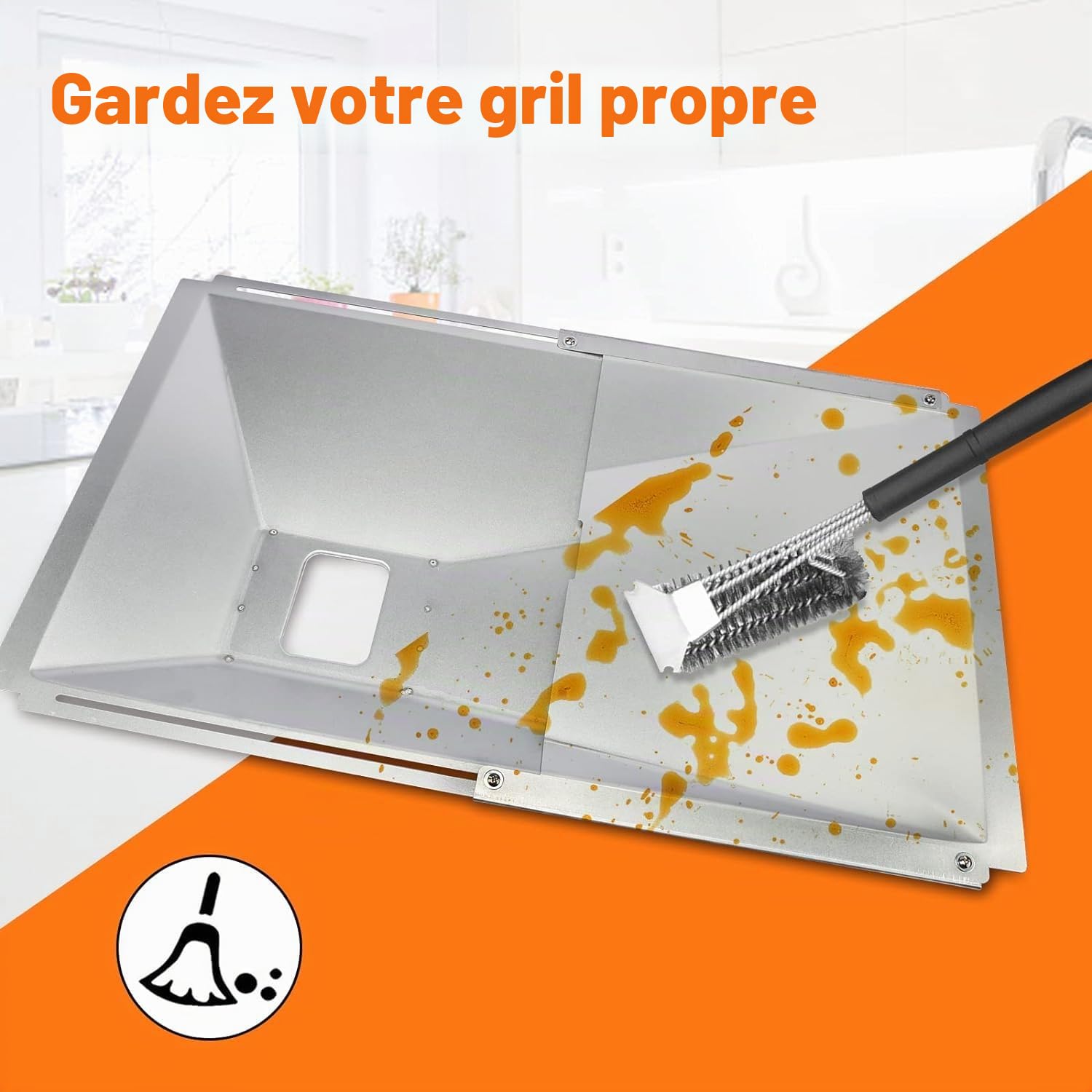 GFTIME Bac à Graisse Universel avec bac de récupération de 38 cm à 65 cm, égouttoir réglable pour Charbroil 2/3/4 brûleurs Barbecue à gaz, Dyna Glo, Nexgrill, Kenmore, Uniflame et Plus Encore