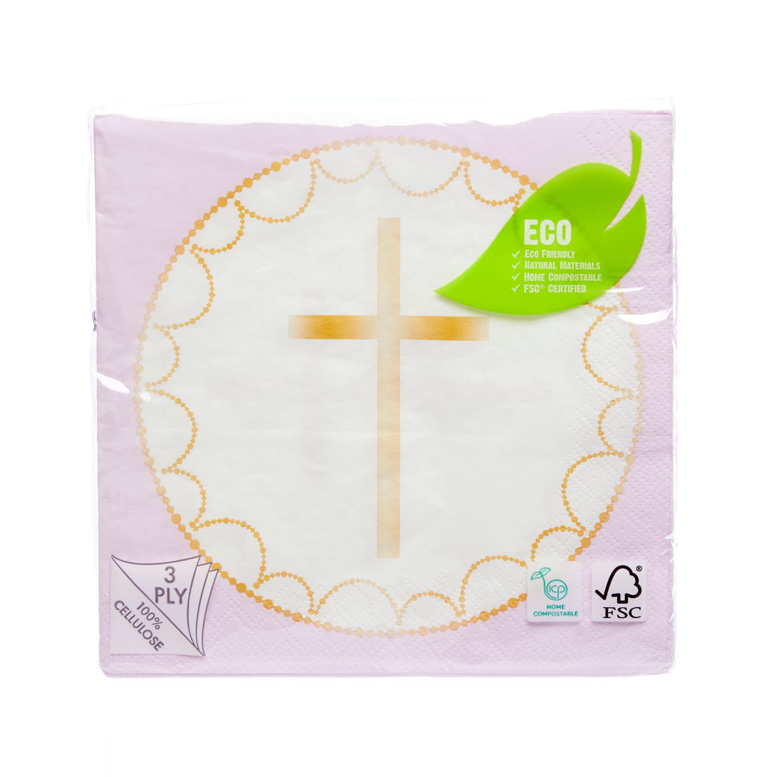 Amscan 9915966 Pink Botanical Cross Napkin- 20 Pack, 33 cm - Image 4