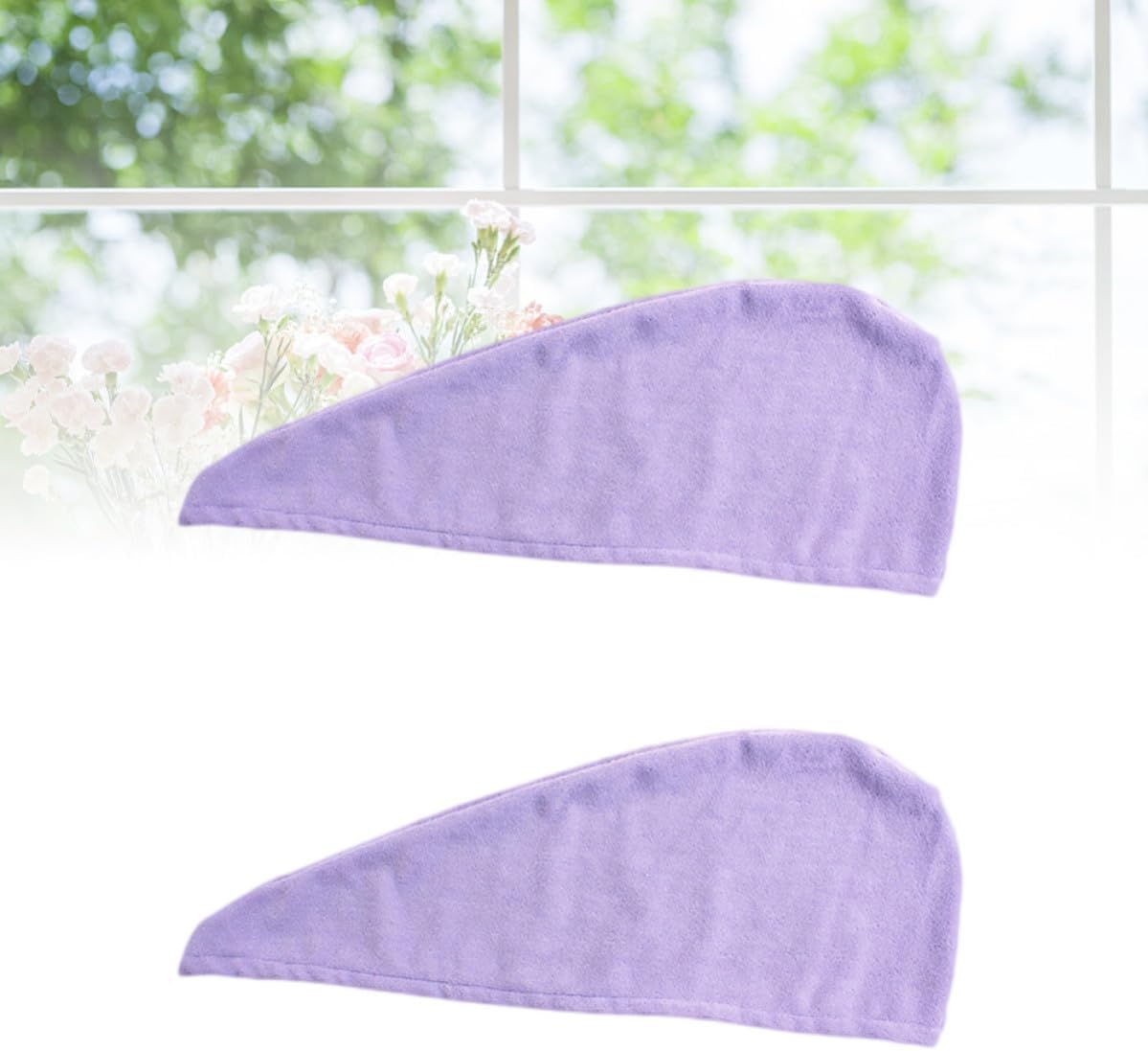 SHOWERORO 2pcs Microfiber Hair Drying Cap, Purple Quick Dry Absorbent Wrap