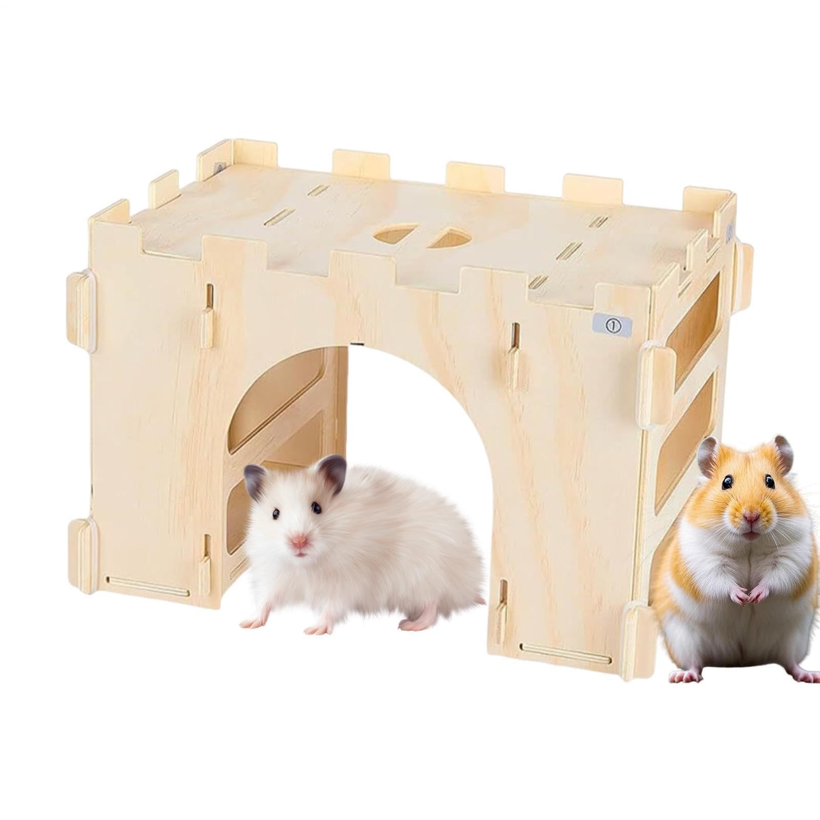 Château en bois amovible pour lapin avec plateforme de repos surélevée