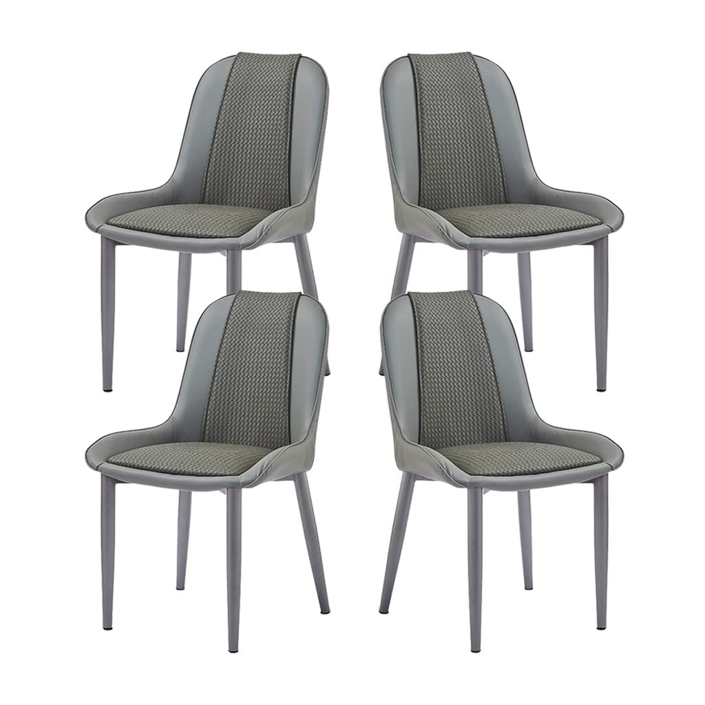 SJIALEN Kitchen Dining Chairs Set of 4, PU Leather Woven Backrest Chairs Modern Lounge Counter Chairs Living Room Side Chairs Kitchen Chair (Color : Grey)