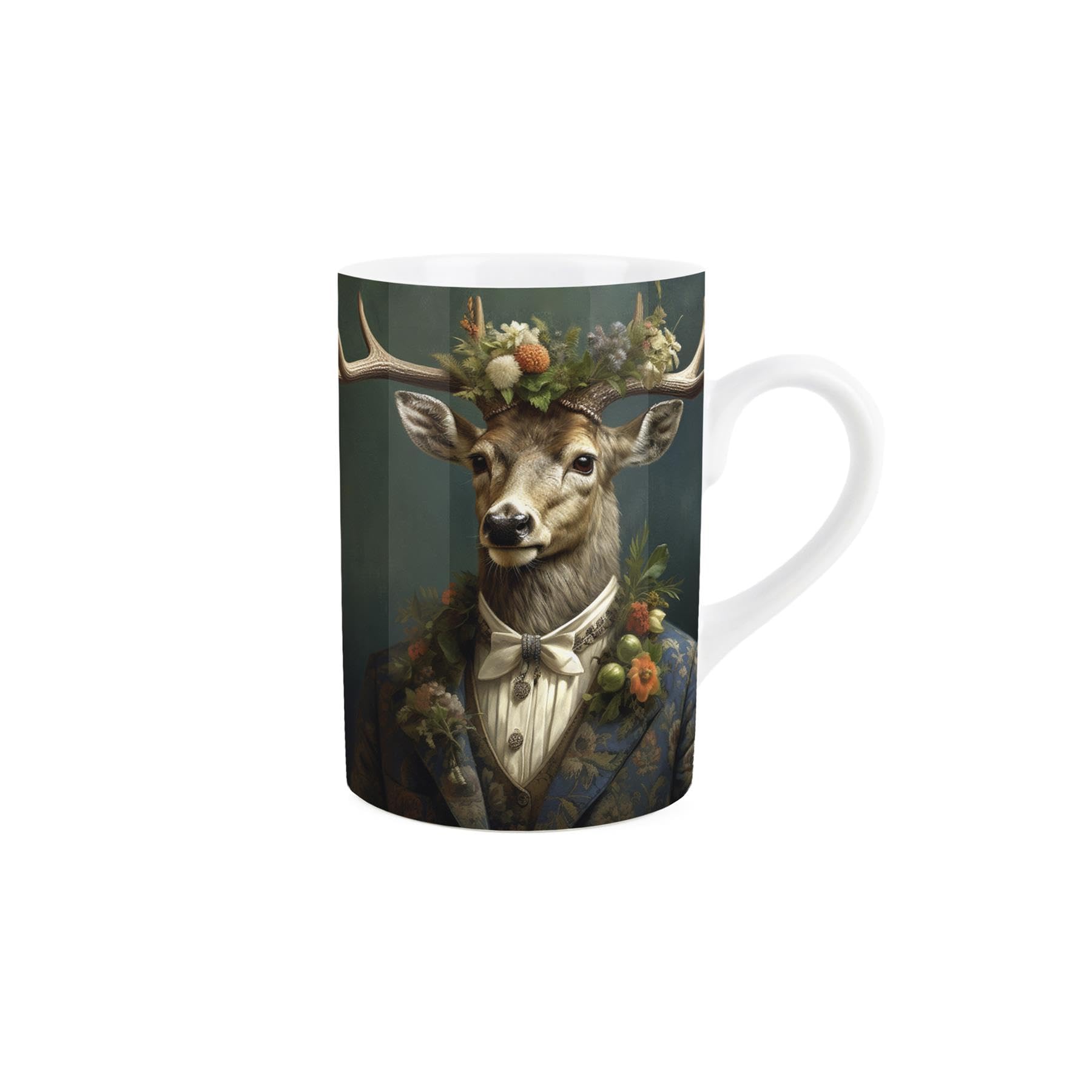 Purely Home Animal Ceramic Mug - Stag Deer Edwardian Animals Novelty Design - Gift/Present Mug for Animal Lovers