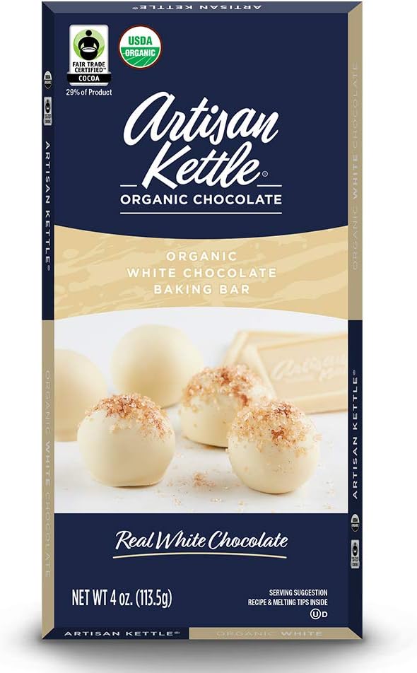 Artisan Kettle Organic White Chocolate Baking bar, 4 Oz (Pack Of 12)