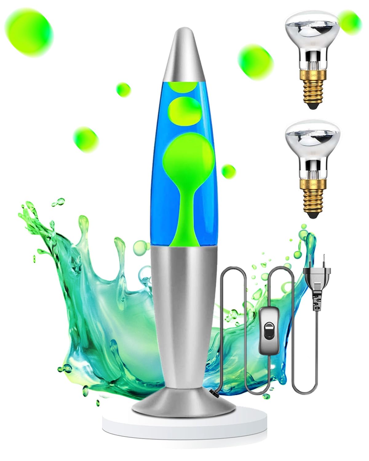 DoRight Magma Rocket Retro Lava Lamp for Decoration 34 cm Liquid Blue/Green Wax 1.85 m Cable with Switch and EU Plug for Atmospheric Lava Lamp 220 V-240 V