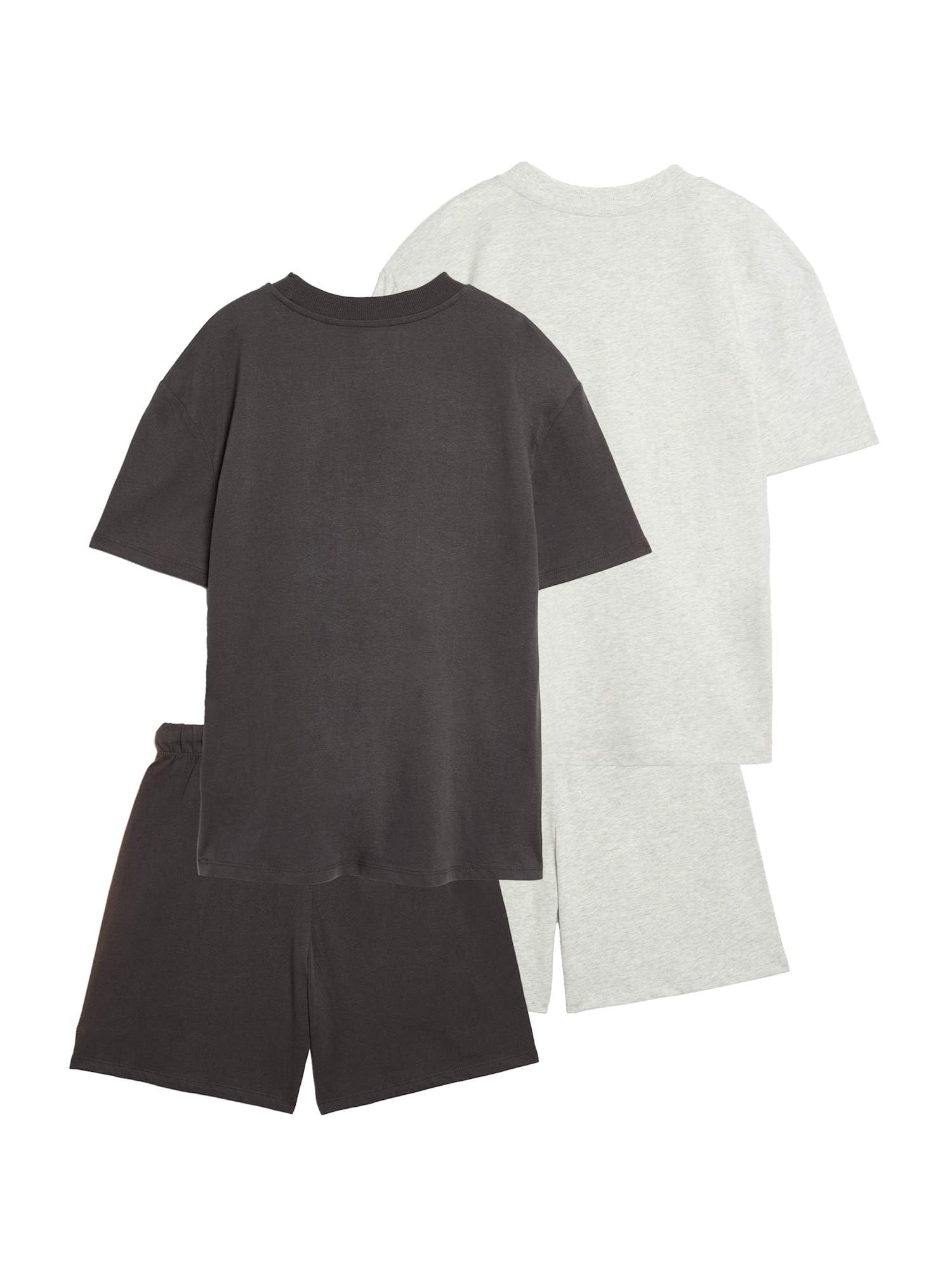 Marks & Spencer Conjuntos de Pijama de Algodón Puro Pack de 2, Ajuste Normal, Manga Corta, Cintura Elástica