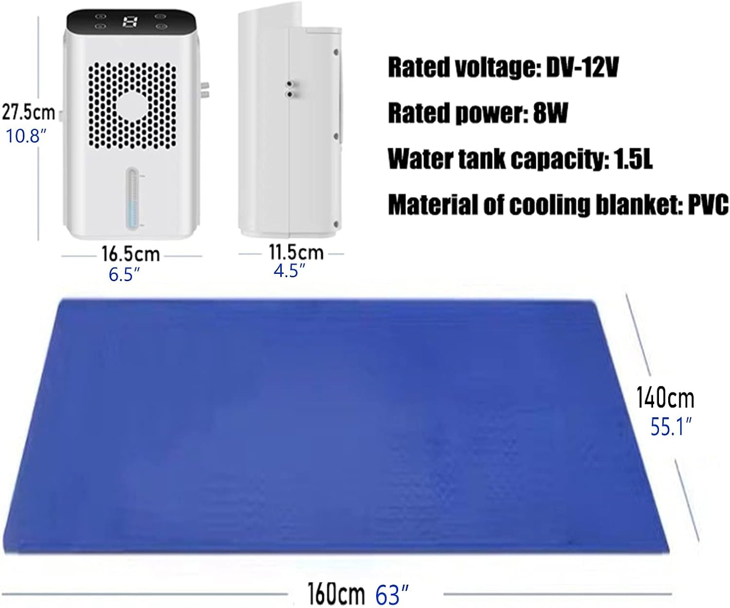 Mattress Cooler Air-Conditioned Water-Cooled Mattresses, The Mattress Cooling Pad for Cooling and Optimizing Sleep, Outdoor Summer Mat That Supports Mobile Power (Size : 1.4x1.6m)