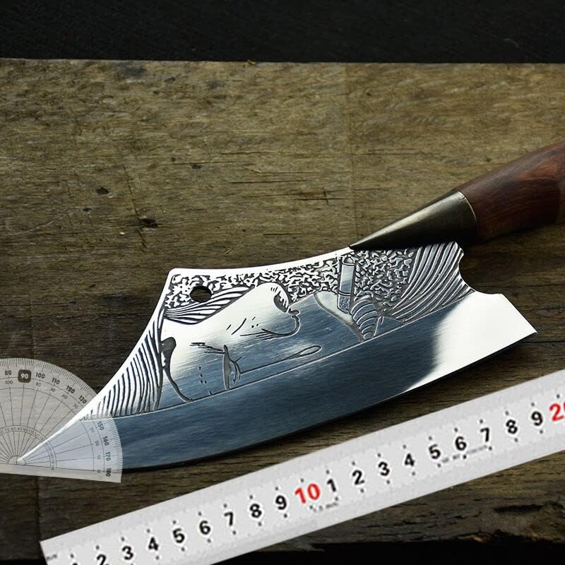 Vista 6 de Longquan - Cuchillo de cuchilla, cuchillo de cocina forjado a mano puro Longquan, cuchillo retro para cuchillos de chef afilados, cuchillos