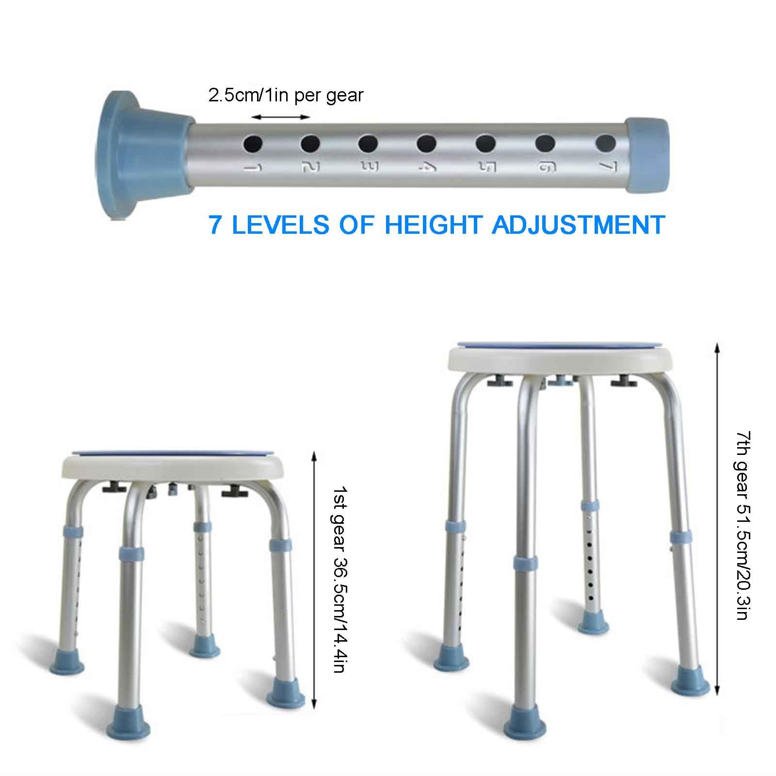 Herramienta-Free Assembly Ajustable giratoria Ducha Taburete y bañera Asiento con Anti-Deslizamiento de Goma Consejos, Taburete de Ducha para Ancianos, discapacitados,Suction Cup Type