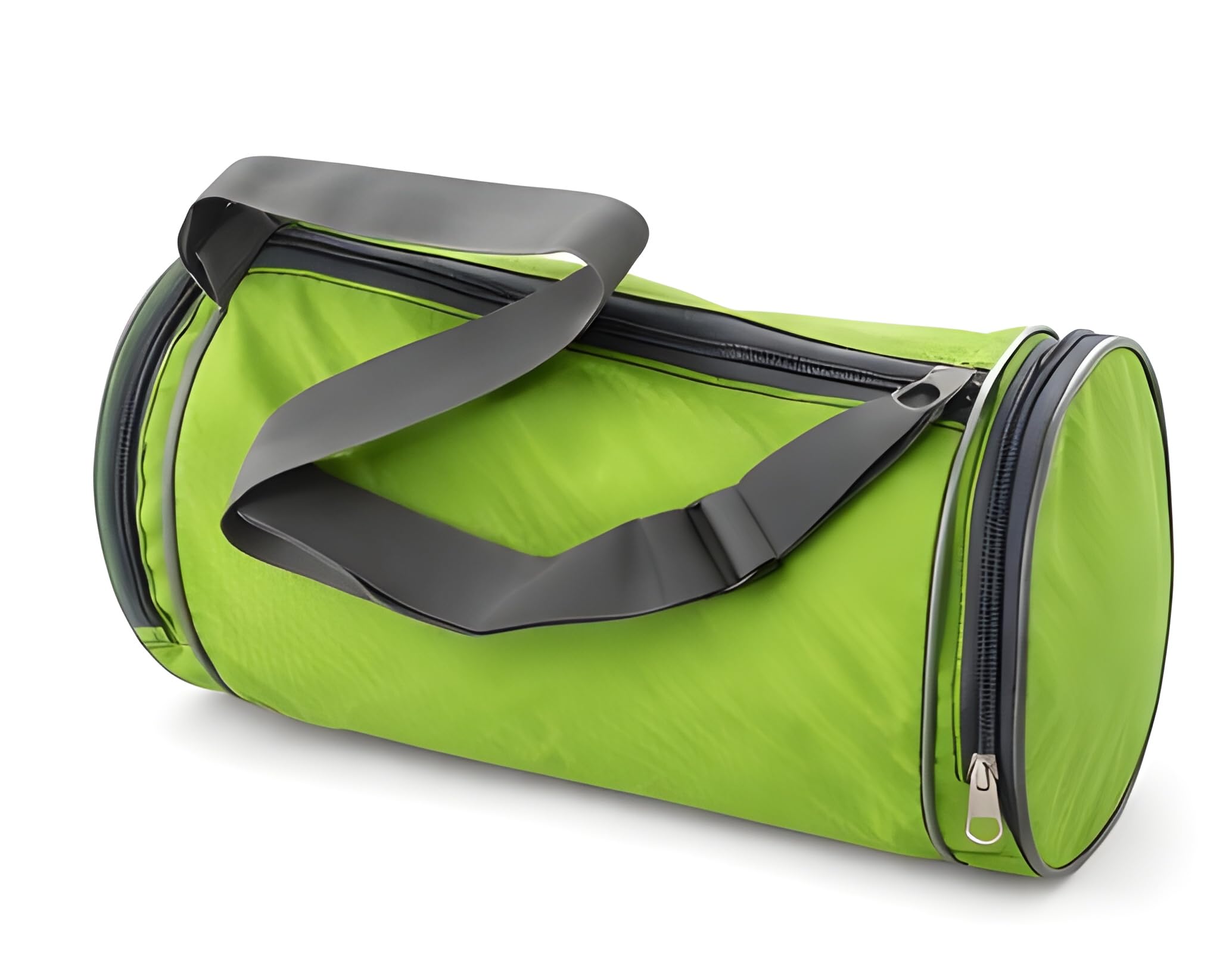 sector z Gym Duffel Bag for Men, Lime Green Cylindrical Sports Bag with Adjustable Shoulder Strap and Side Zipper Pockets (Green, 16 Inch)-picture-17