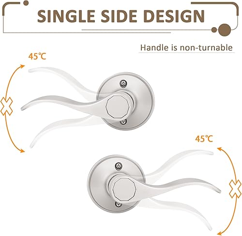 Miniatura 4 de Probrico - Paquete de 2 manijas de puerta decorativas para puertas con apertura a la izquierda y derecha, estilo ondulado, con acabado de níquel