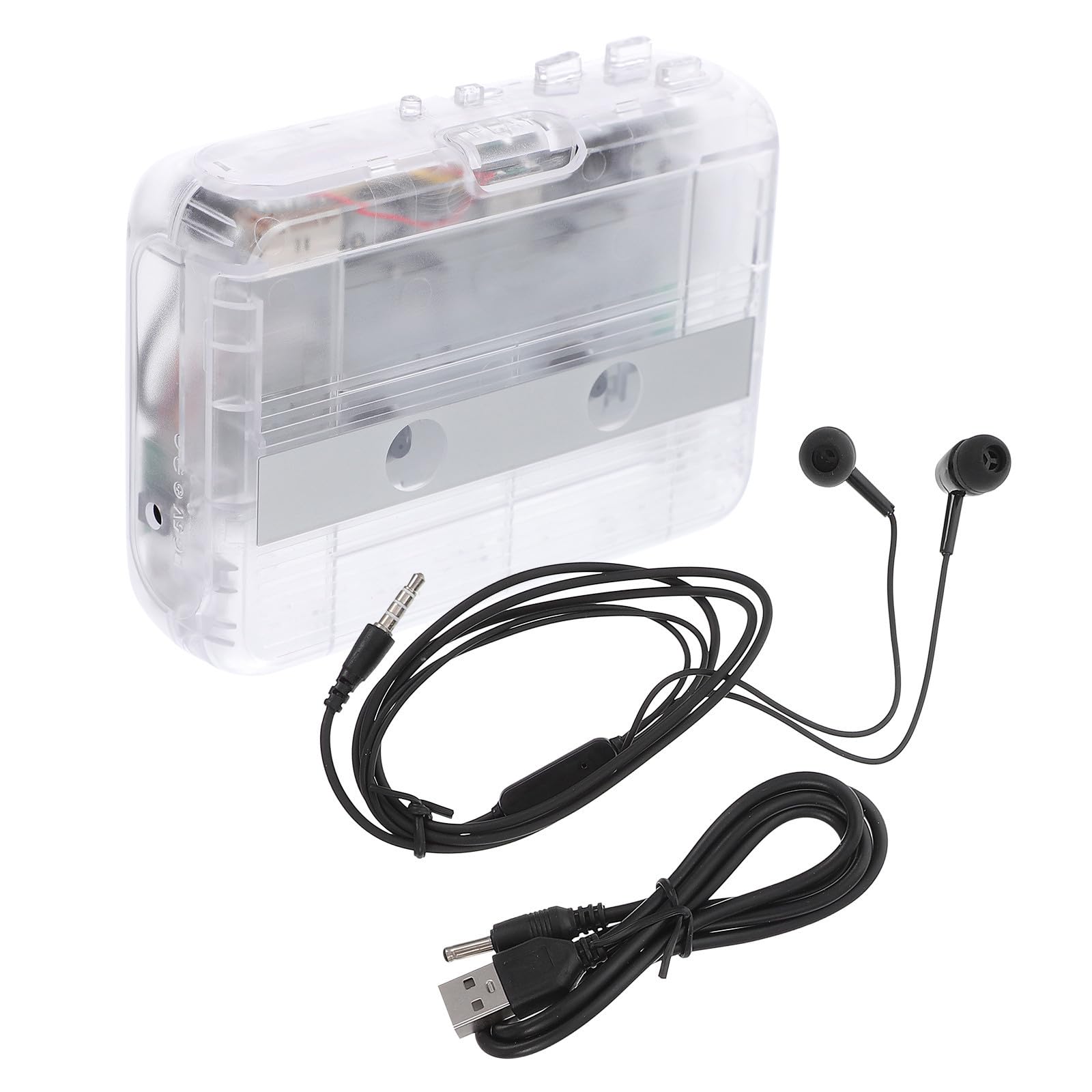 Kabelloser Kassettenplayer mit Funkverbindung und Ausgang, Fm Musikplayer | Transparente Abs und Metall Ausführung, Automatische Kopplung, für Zuhause, Büro und Pendeln