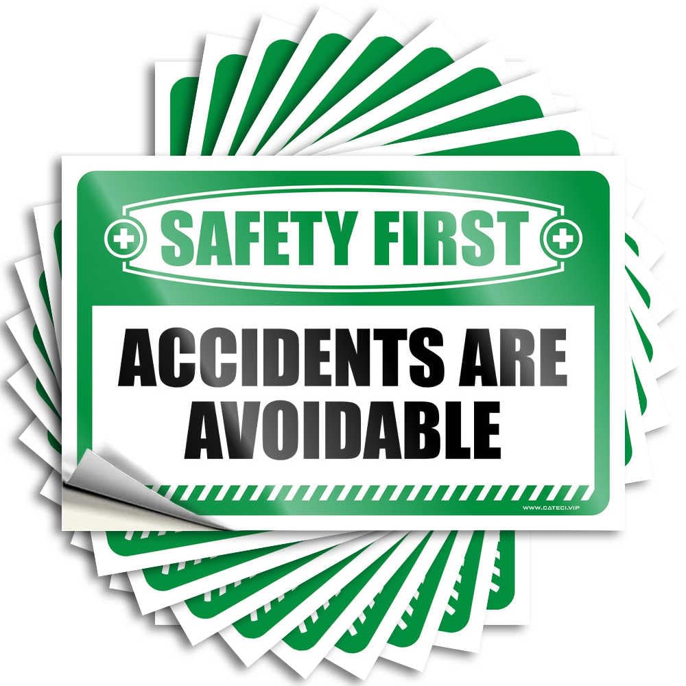 Hardhat Stickers and Decals Safety First Accidents are Avoidable Stickers 10Pcs Stickers for Your Car Warning Signs for Bedroom(12X18CM)