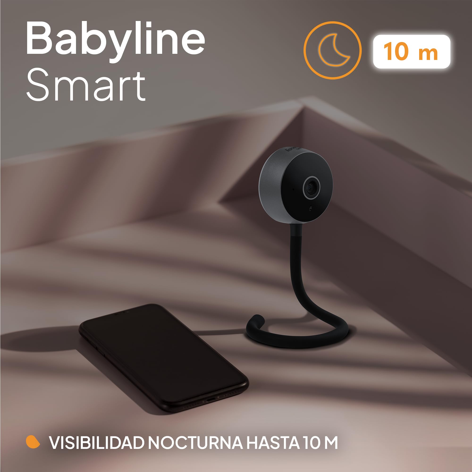 lionelo Care Babyline Smart vigilabebés Inteligente, Camara Bebe, para Bebes, cámara, camaras vigila Bebe, aplicación móvil, detección de Movimiento y Sonido, Visibilidad en la Oscuridad