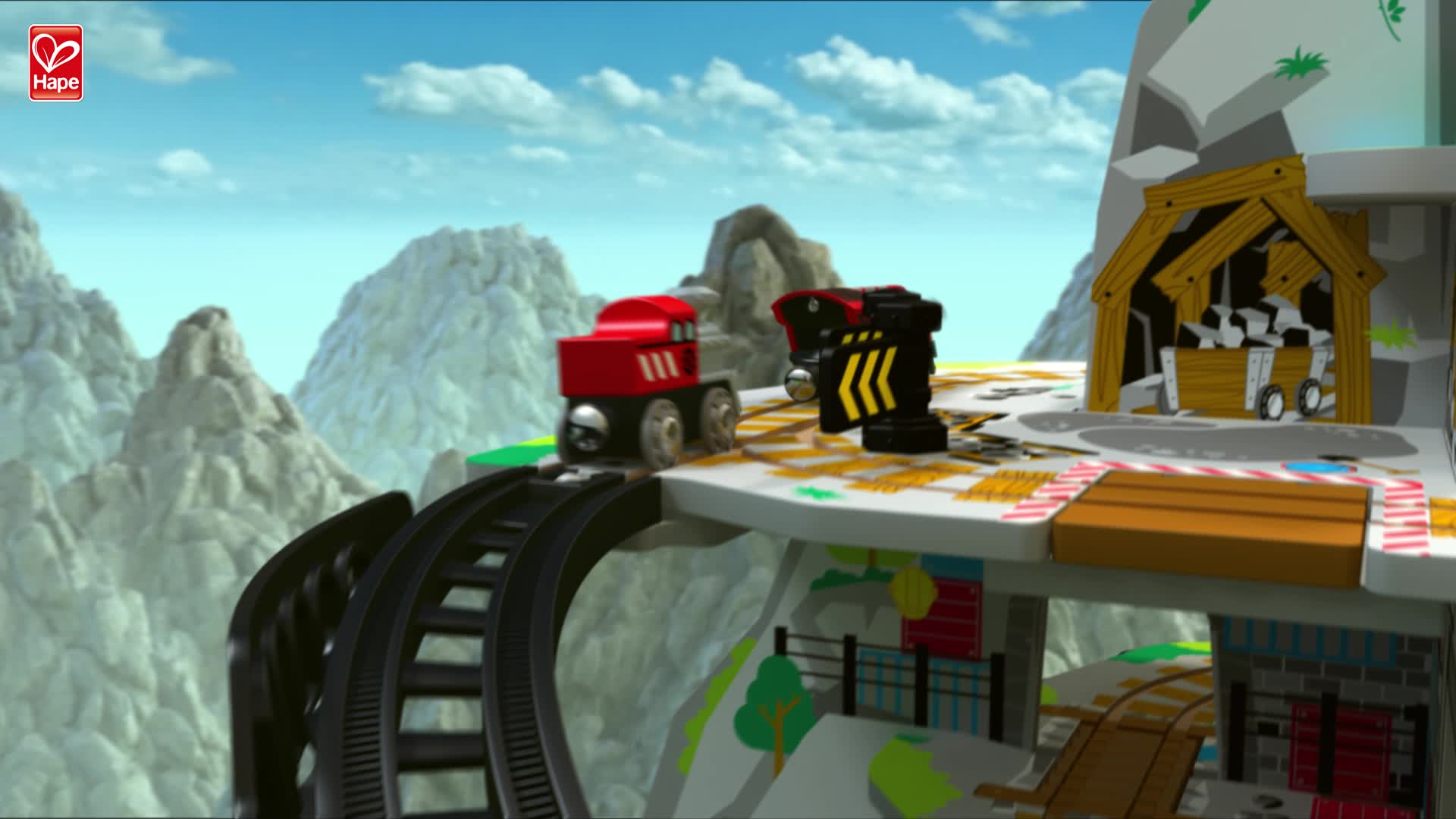Riesige Bergmine von Hape | Buntes 32-teiliges Fantasie- und Eisenbahnspiel aus Holz | Spielzeugzug für Kinder, E3753 – Bild 8