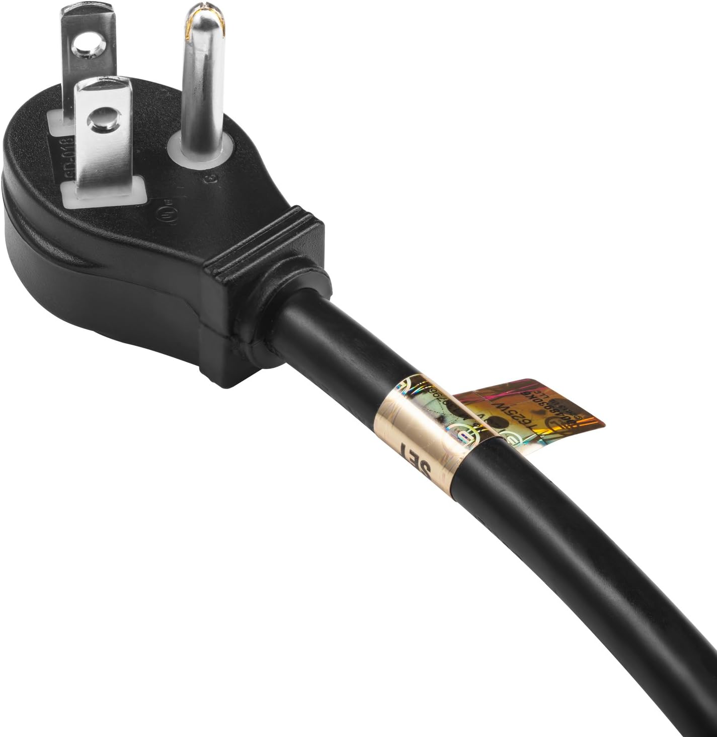 Maximm Cable 1 Foot Flat Plug Extension Cord/Wire, 3 Prong Angled Plug Extension Cord - Black - UL Listed