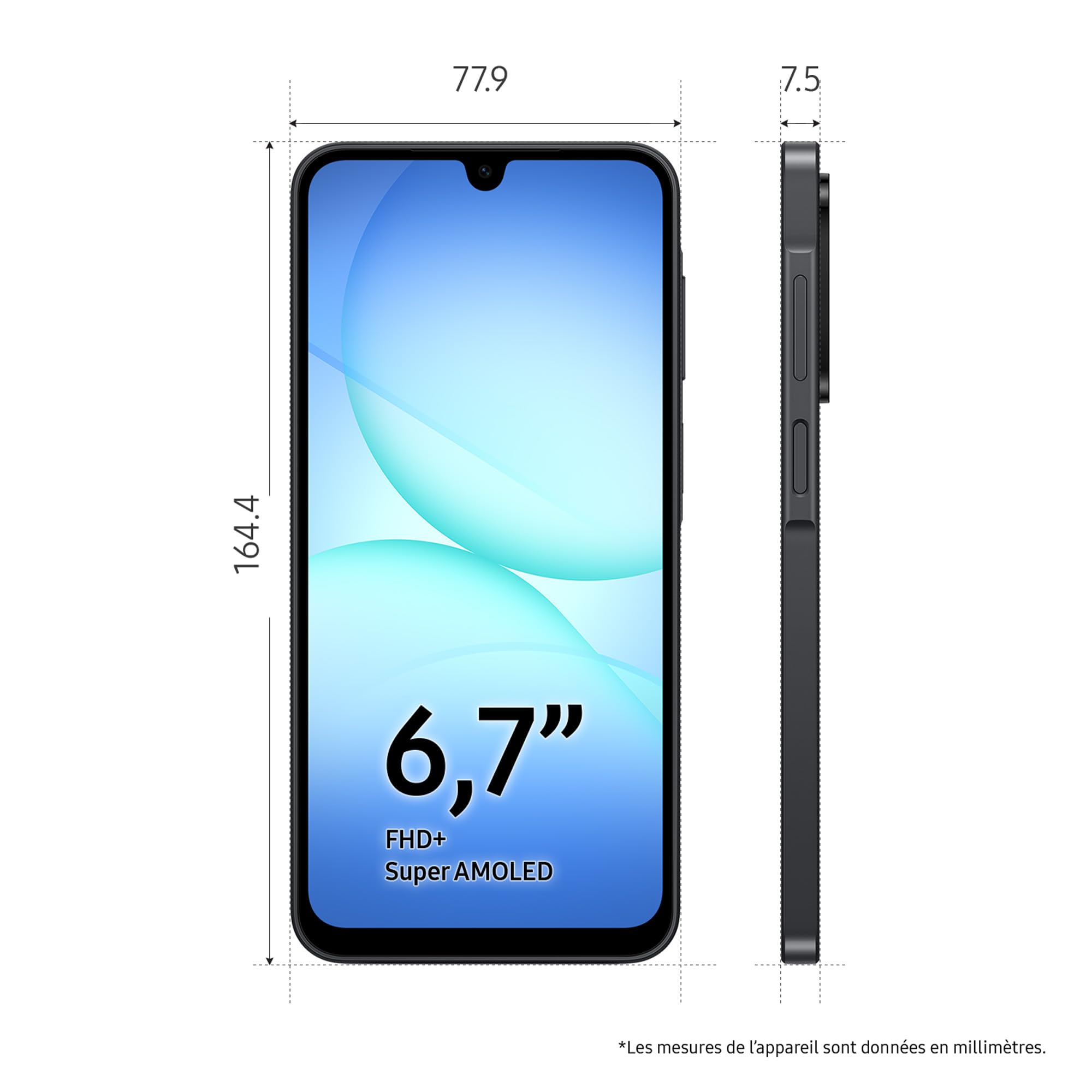 Samsung Galaxy A17 128 Go, Smartphone Android déverrouillé, écran 6,7", Batterie 5000 mAh, Noir, Version FR