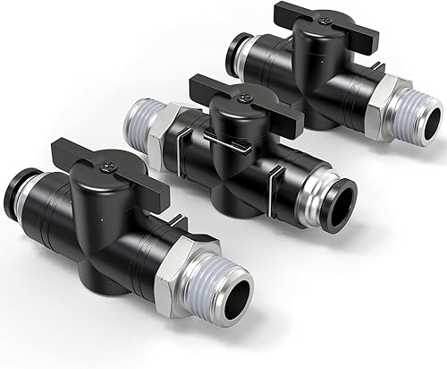 Miniatura 13 de TAILONZ PNEUMATIC BVU-1/4 OD válvula de bola de control de flujo de aire válvula de empuje para conectar el accesorio (paquete de 5)