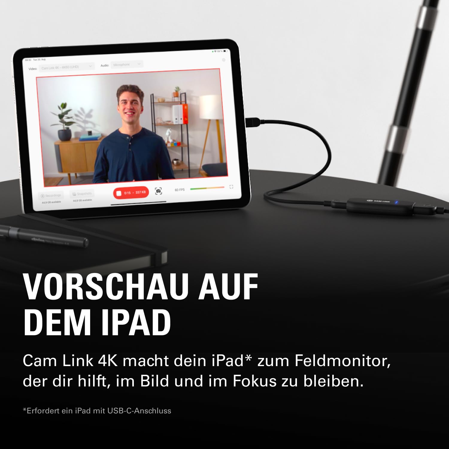 Elgato Cam Link 4K externe Capture Card HDMI zu USB 3.0 1080p60 4K30-4K60 für DSLR Camcorder Webcam PC Mac iPad